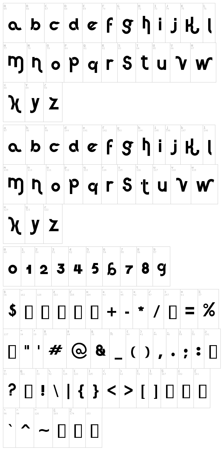 Haus Sweet Haus font map